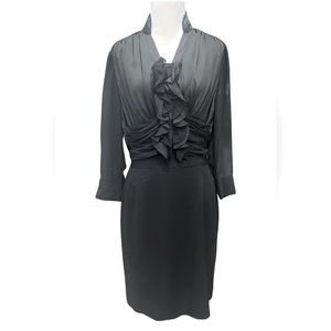 Kenneth Cole Elegant Ruffle Black Dress, Size 8